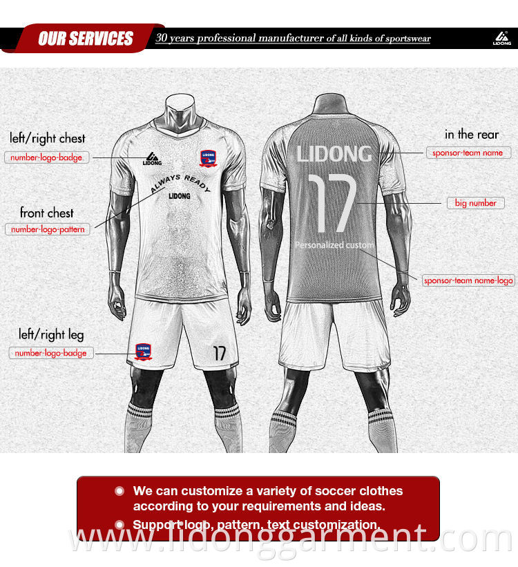 Newest Football Training Uniform Breathable Soccer Jerseys Sport Wear For Men